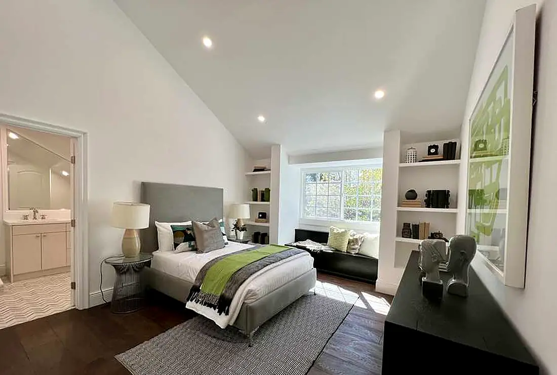Bedroom with built-in shelving, Encino