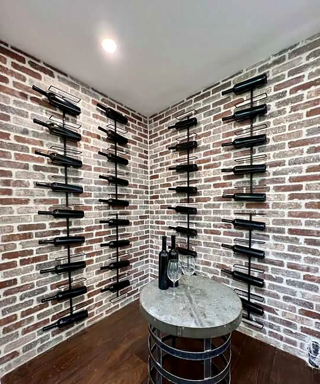 Brick-walled wine room, Encino