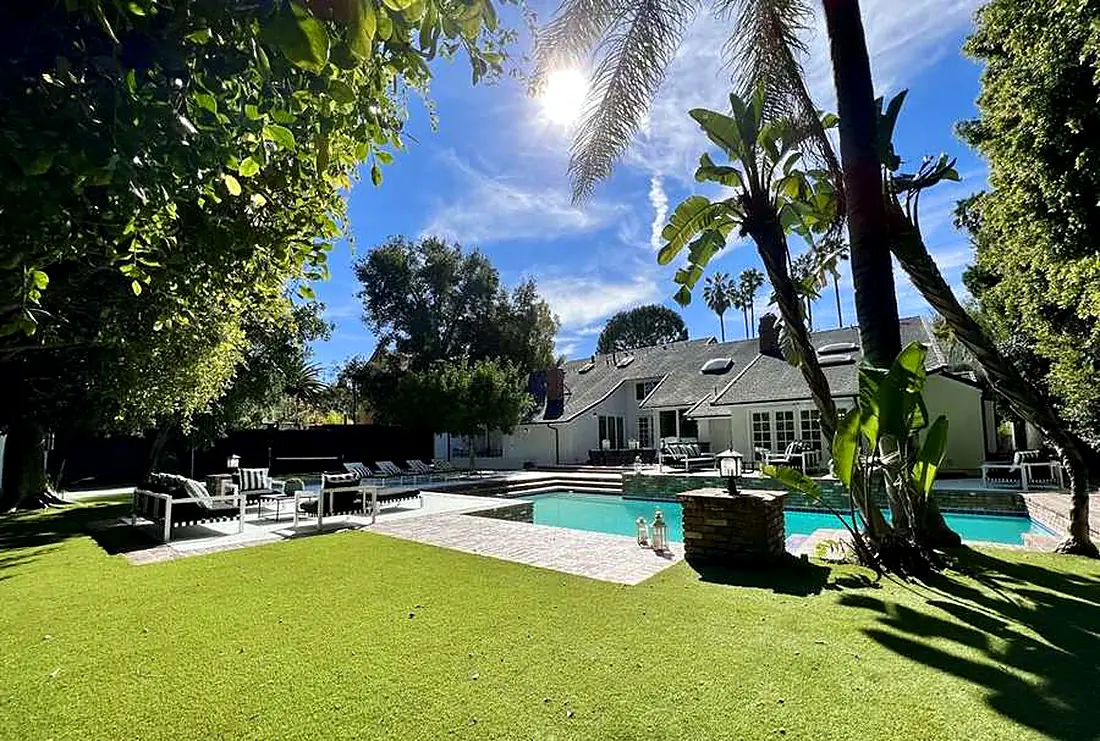 Backyard lawn and pool, Encino