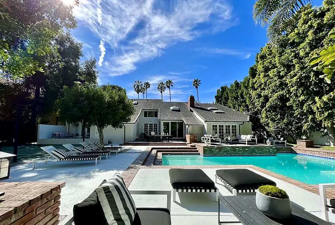 Rear of home with pool, Encino